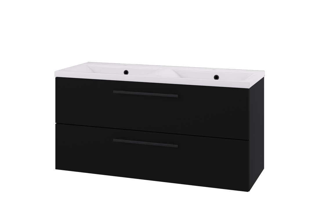 Linn Bad INGRID svart servantskap 120 med 2 skuffer dobbel