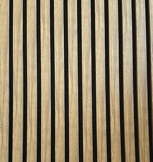 Feltona spilepalte Wave våtrom Light Brown 600*2700 mm 15 spiler m/ sort akustikk