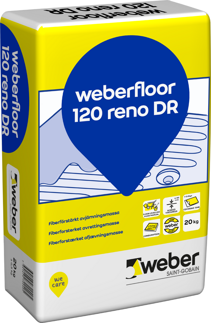 Avrettingsmasse weberfloor 120 hurtig reno 20kg