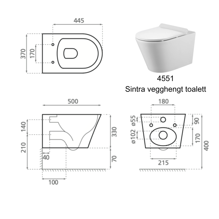 Sintra toalett med sete, bilde 3 av 3