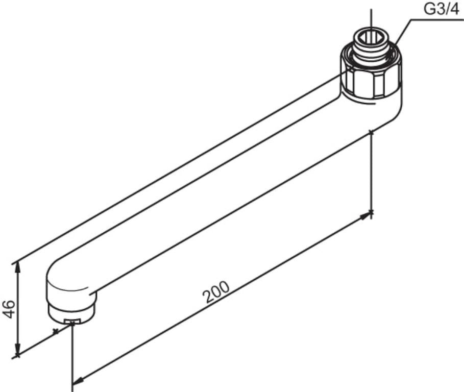 Svingtut 200mm 3/4", krom, bilde 2 av 2
