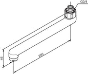 Svingtut 200mm 3/4", krom, bilde 2 av 2