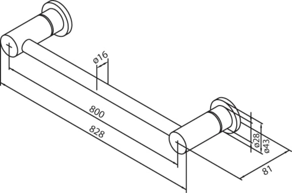 Håndklestang enkel 800mm, krom, bilde 2 av 2