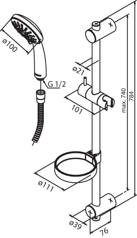 Fair Jet Flex dusjsett, krom, bilde 2 av 2